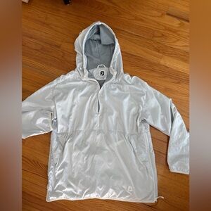 FootJoy White/ Silver Hooded Windbreaker Half Zip